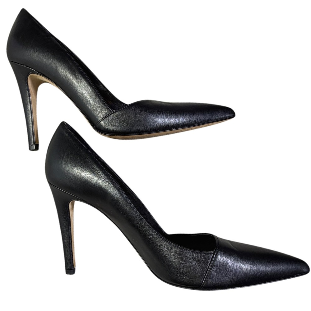 6B Saks Fifth Avenue Black Pointed Toe Stiletto Pumps Made in Italy 4" Heel
